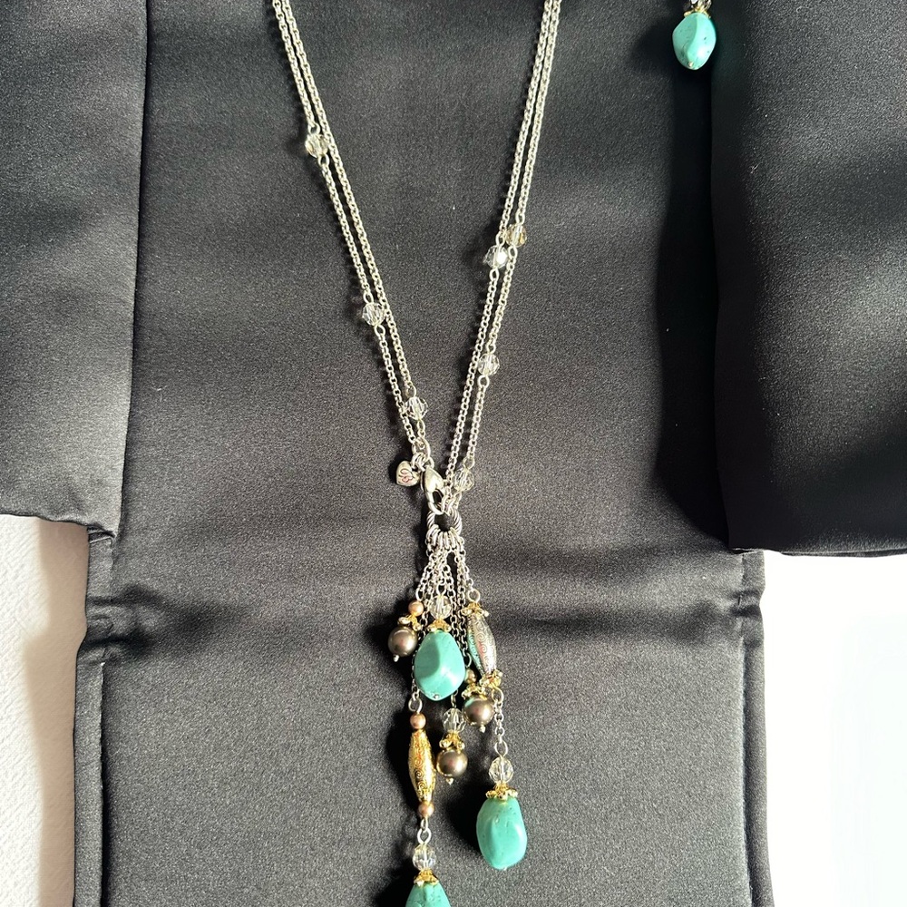 Brighton Silver and Blue Necklace with Elegant Cascade Design